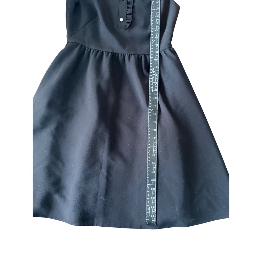 Kate Spade Black Fit‎ Flare Dress Pearl Buttons Ruffle Neck Sleeveless XS - Picture 7 of 8